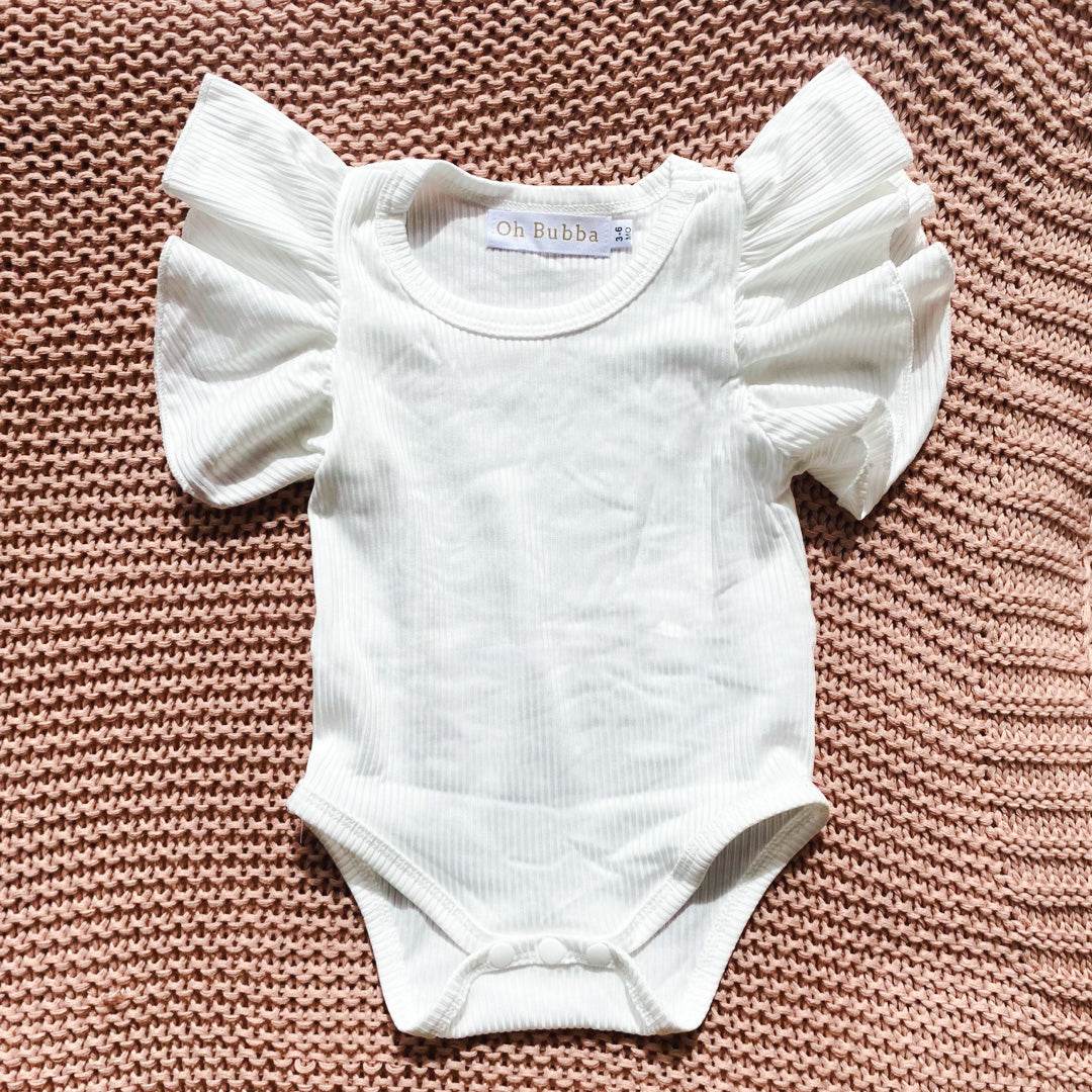 Short Sleeve Flutter | White