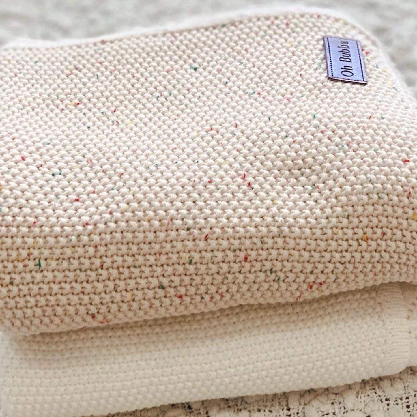 Heirloom baby knit blanket | Speckled Oat 