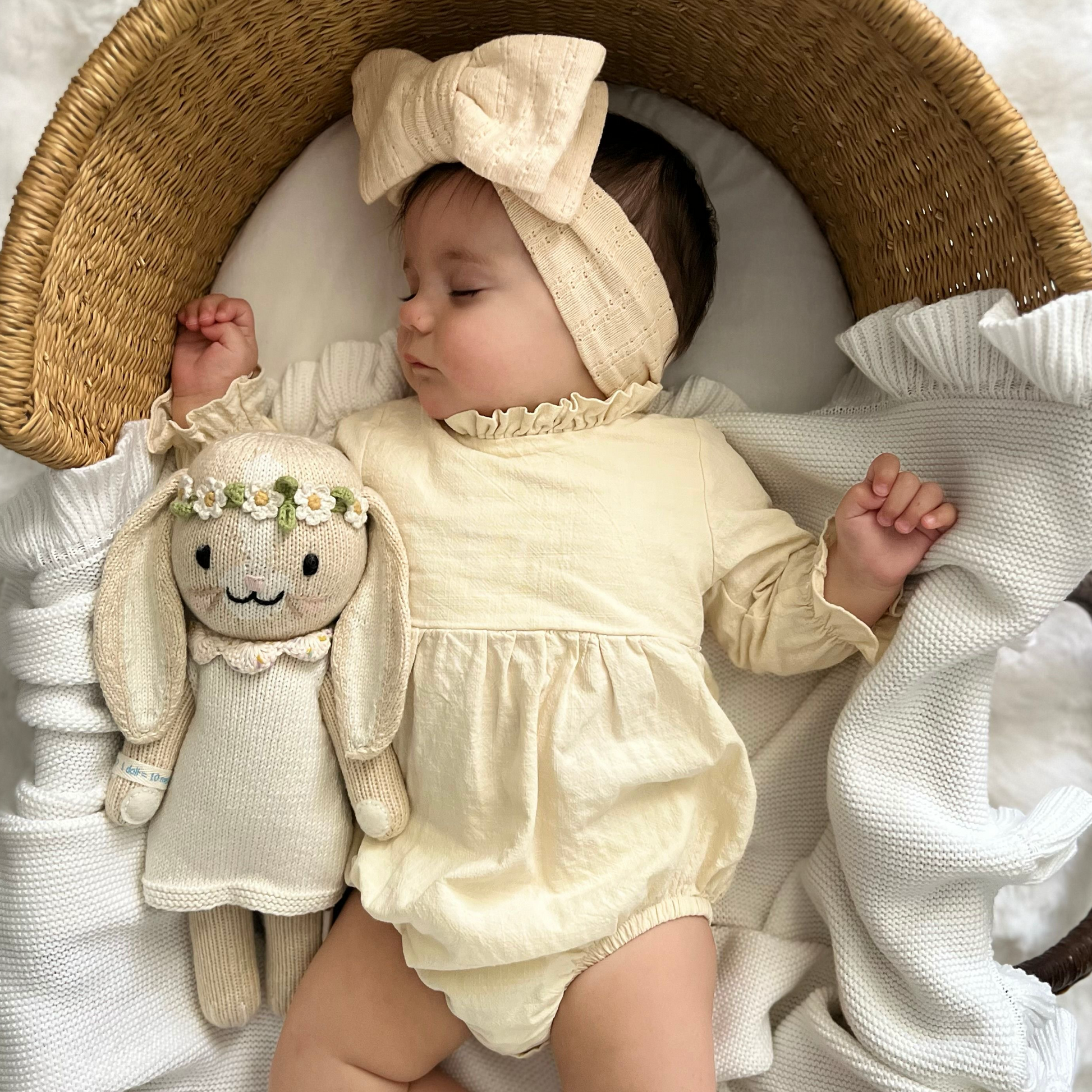 Beige boho baby girl romper. Frill baby romper 