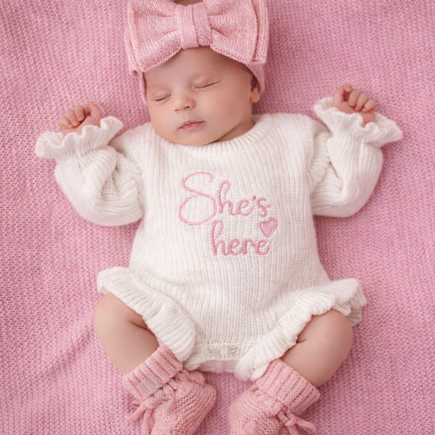 baby girl coming home outfit. Announcement romper. Baby girl romper 100% cotton 