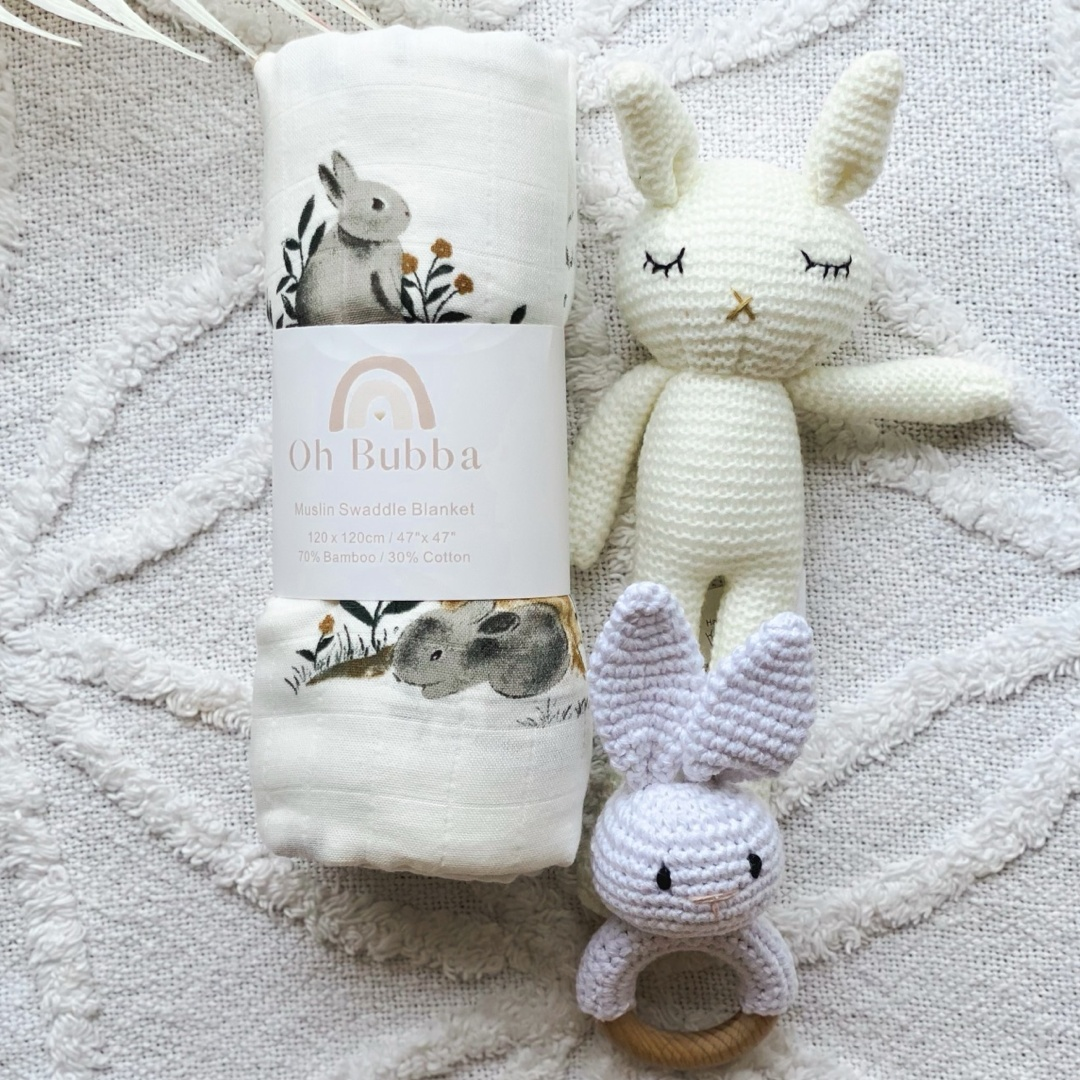 Bunny Swaddle Newborn Muslin Wrap Easter Baby Swaddle Oh Bubba