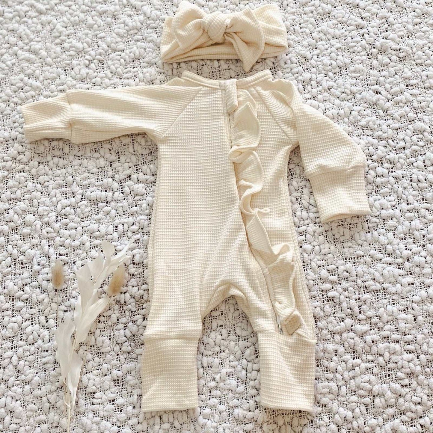 Baby girl zippy romper and headband set. Baby girl onesie. Baby snug  
