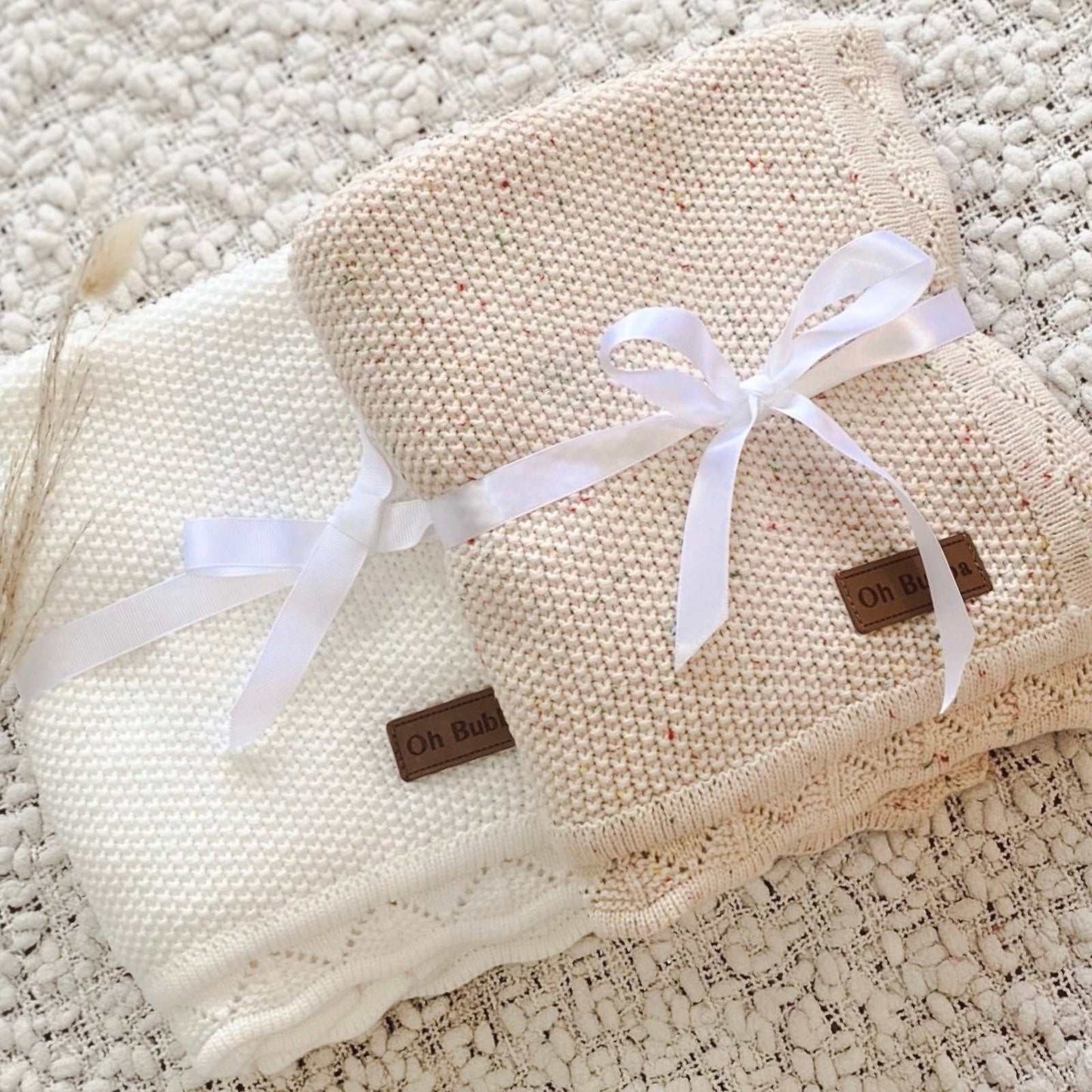 Heirloom baby knit blanket | Speckled Oat 