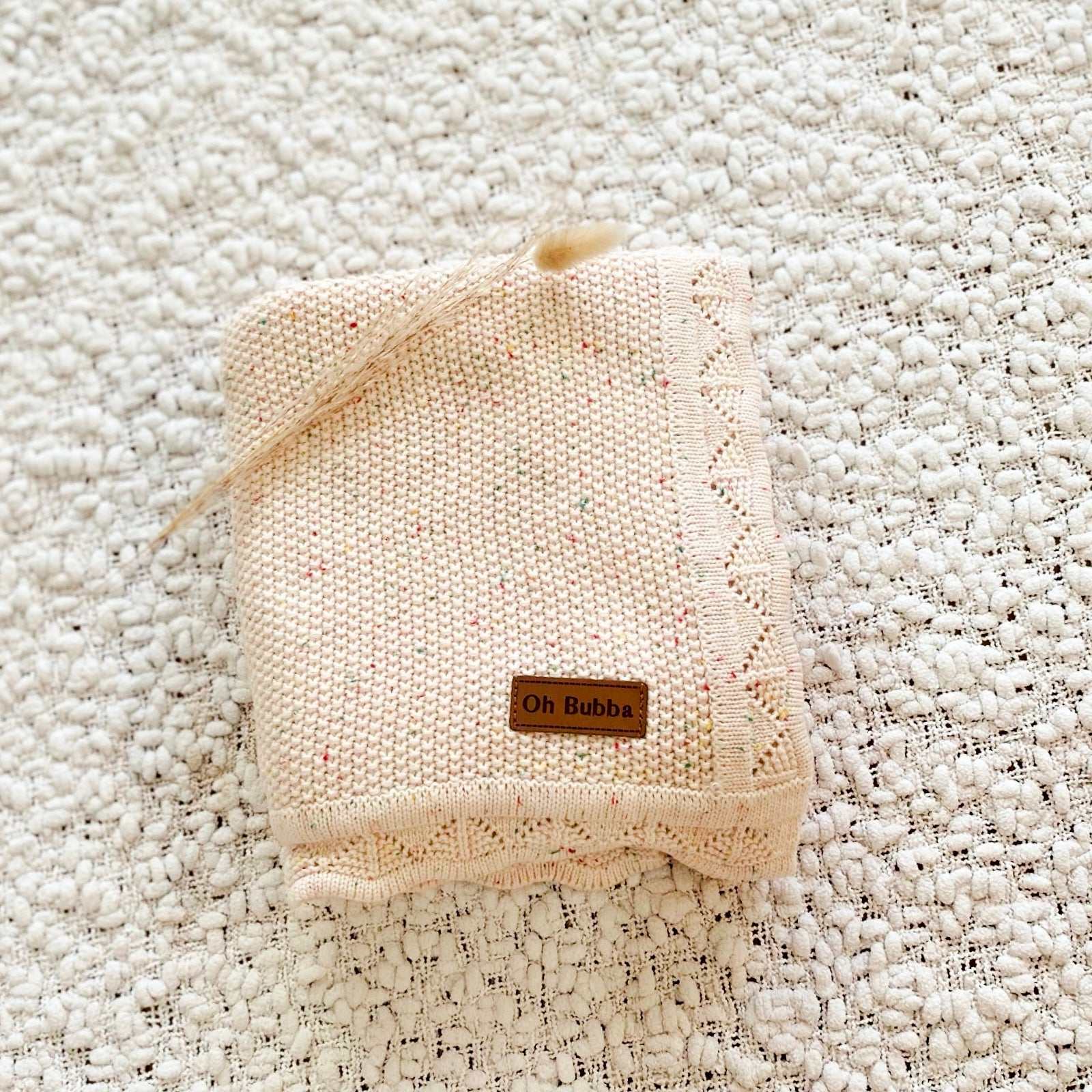 Heirloom baby knit blanket | Speckled Oat 