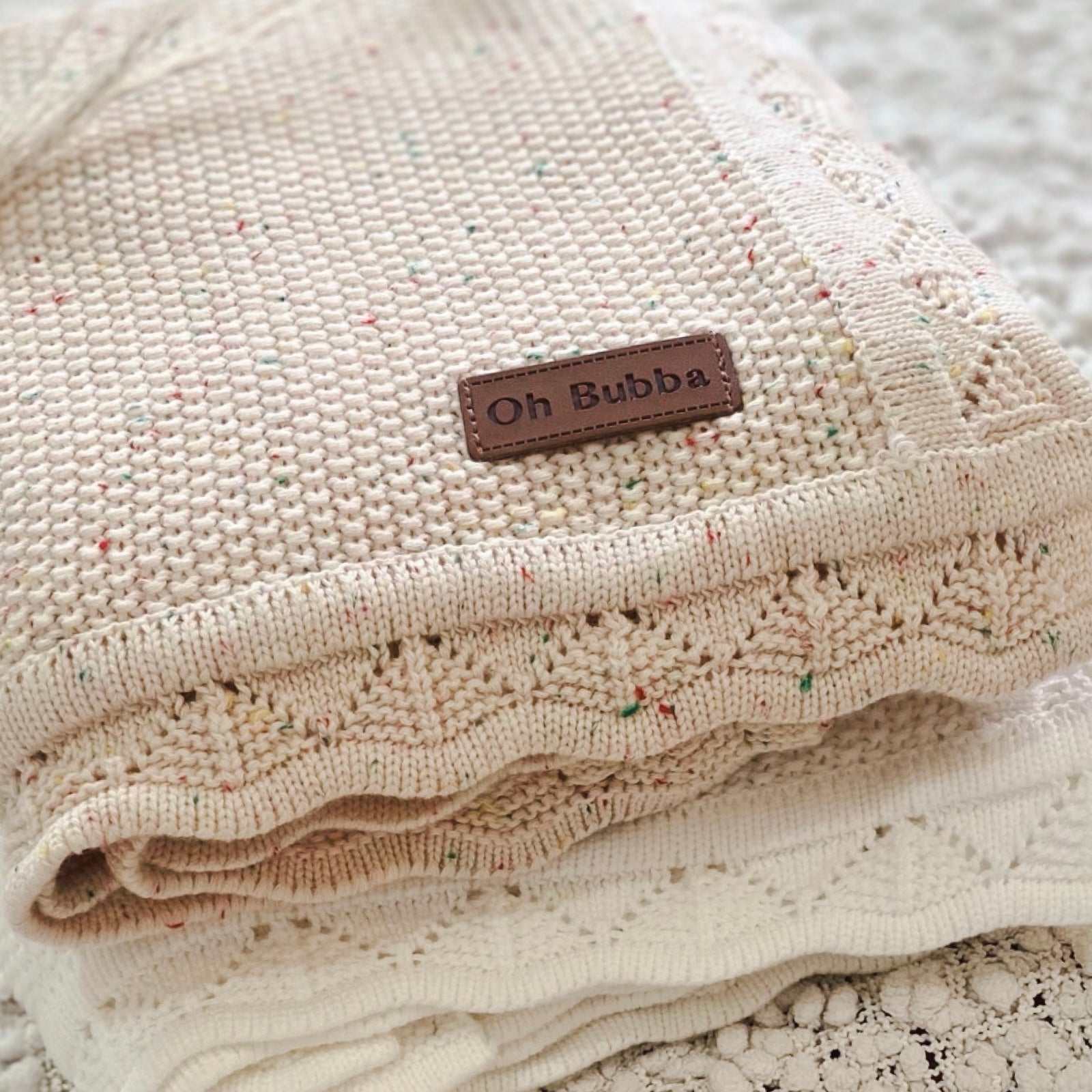 Heirloom baby knit blanket | Speckled Oat 