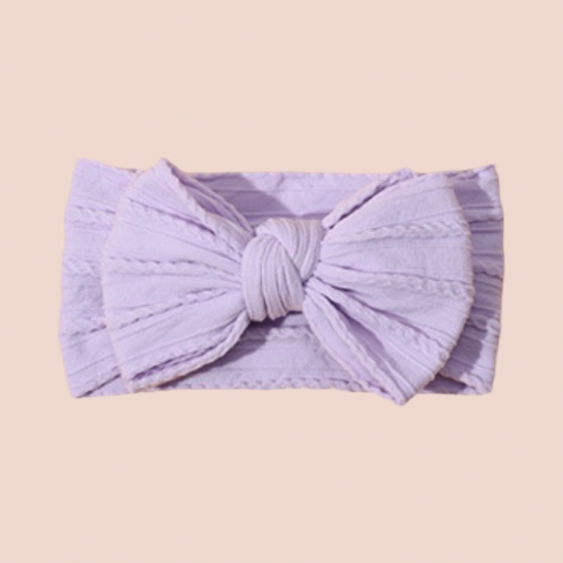 Lilac big bow cable knit headband. Large baby bow. Large baby headband 