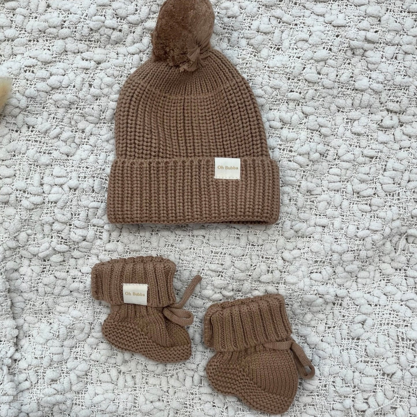 Chocolate Knit Beanie & Booties Set