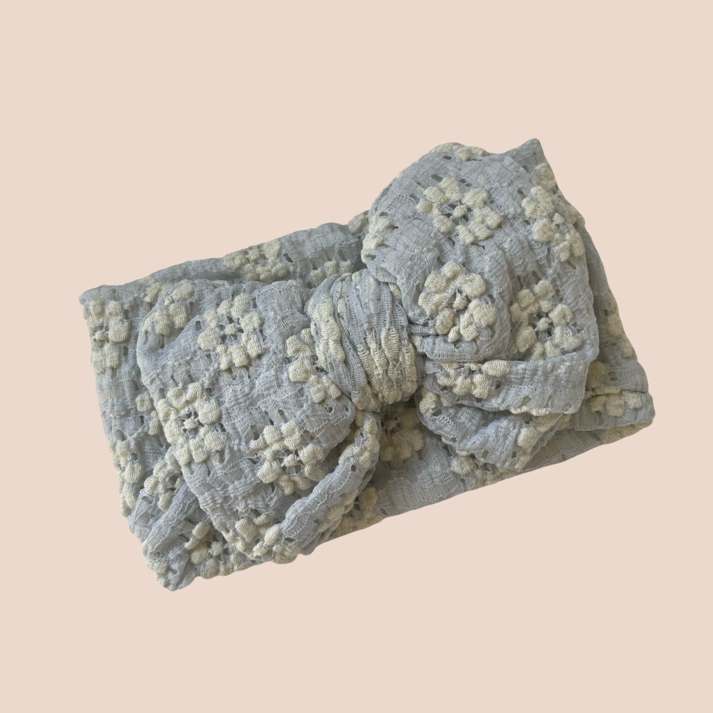 Blue with Cream Daisies Baby Bow | Discounted