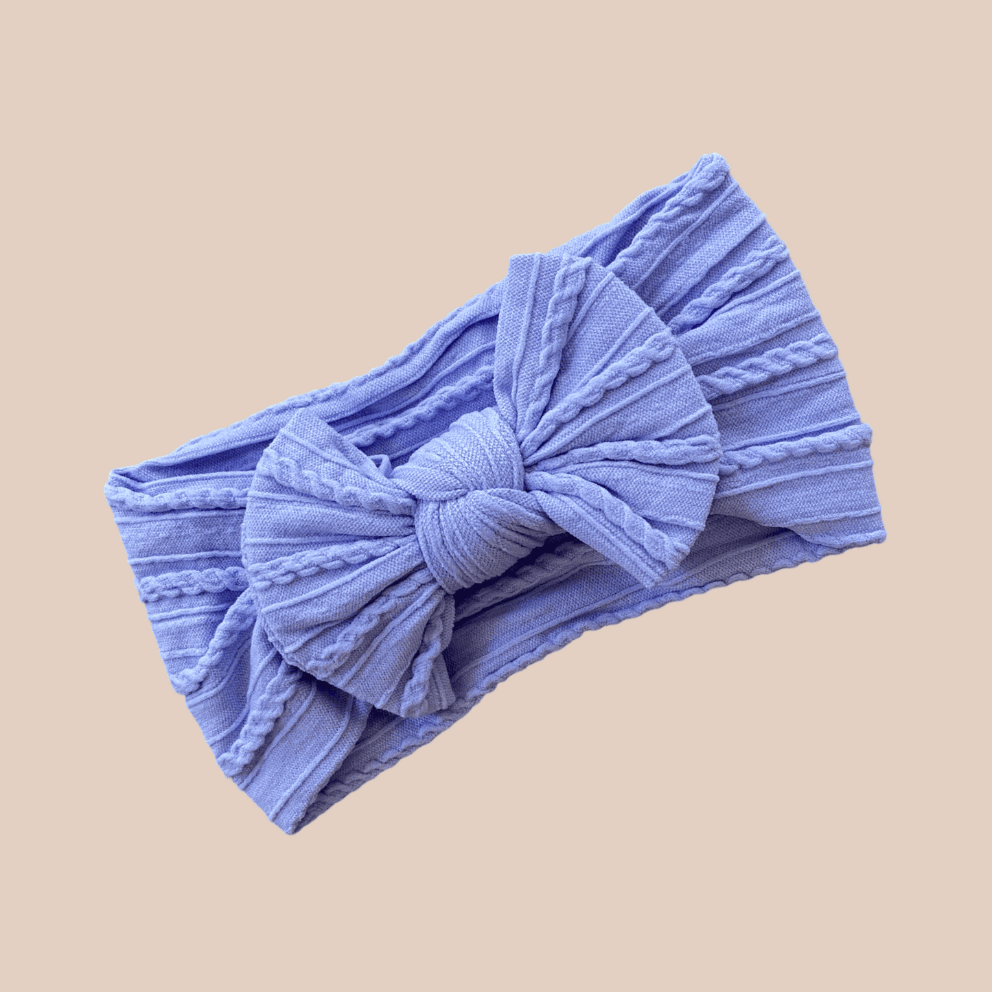 Cable Knit Baby Bow Headband | Midnight Lilac