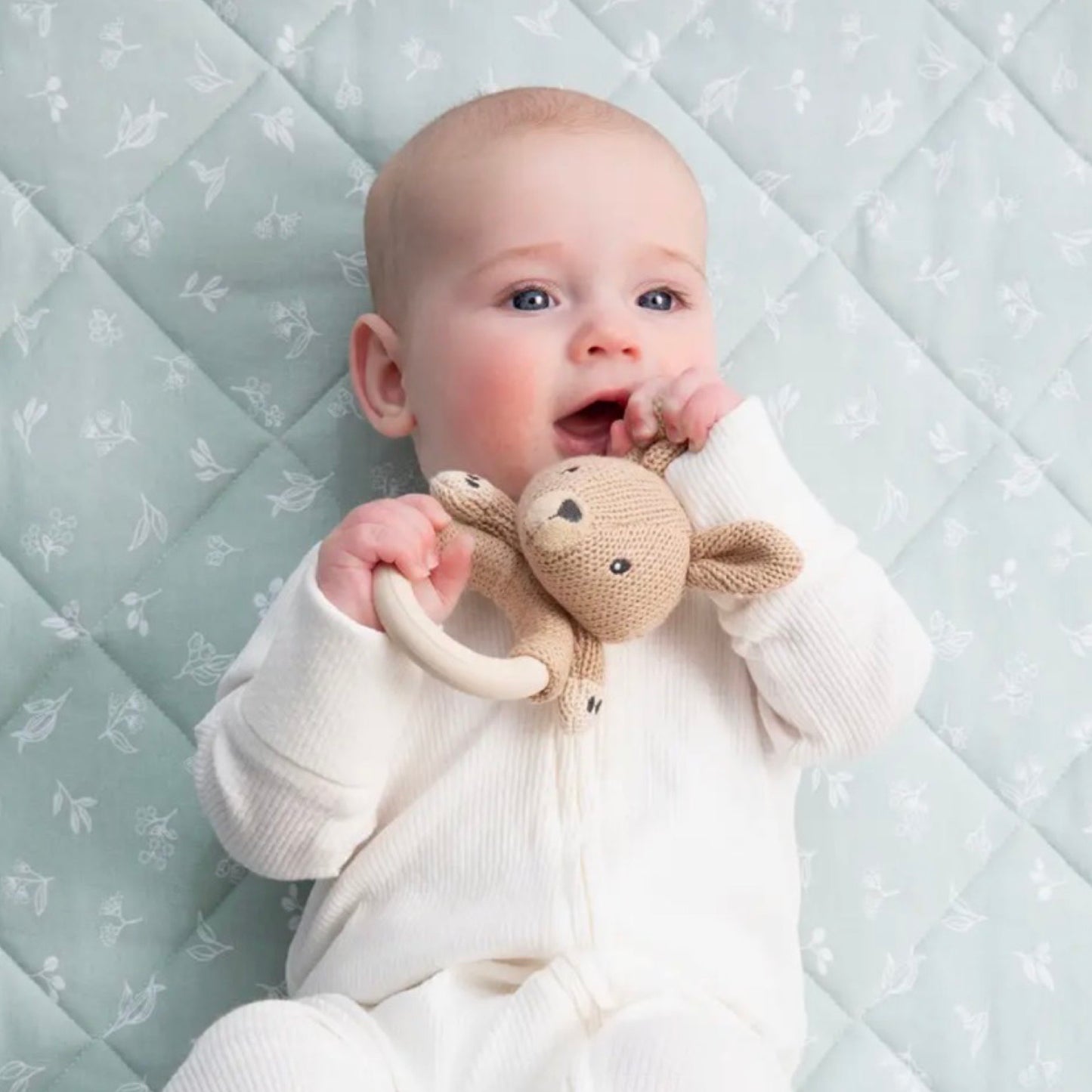 Baby knit kangaroo rattle 