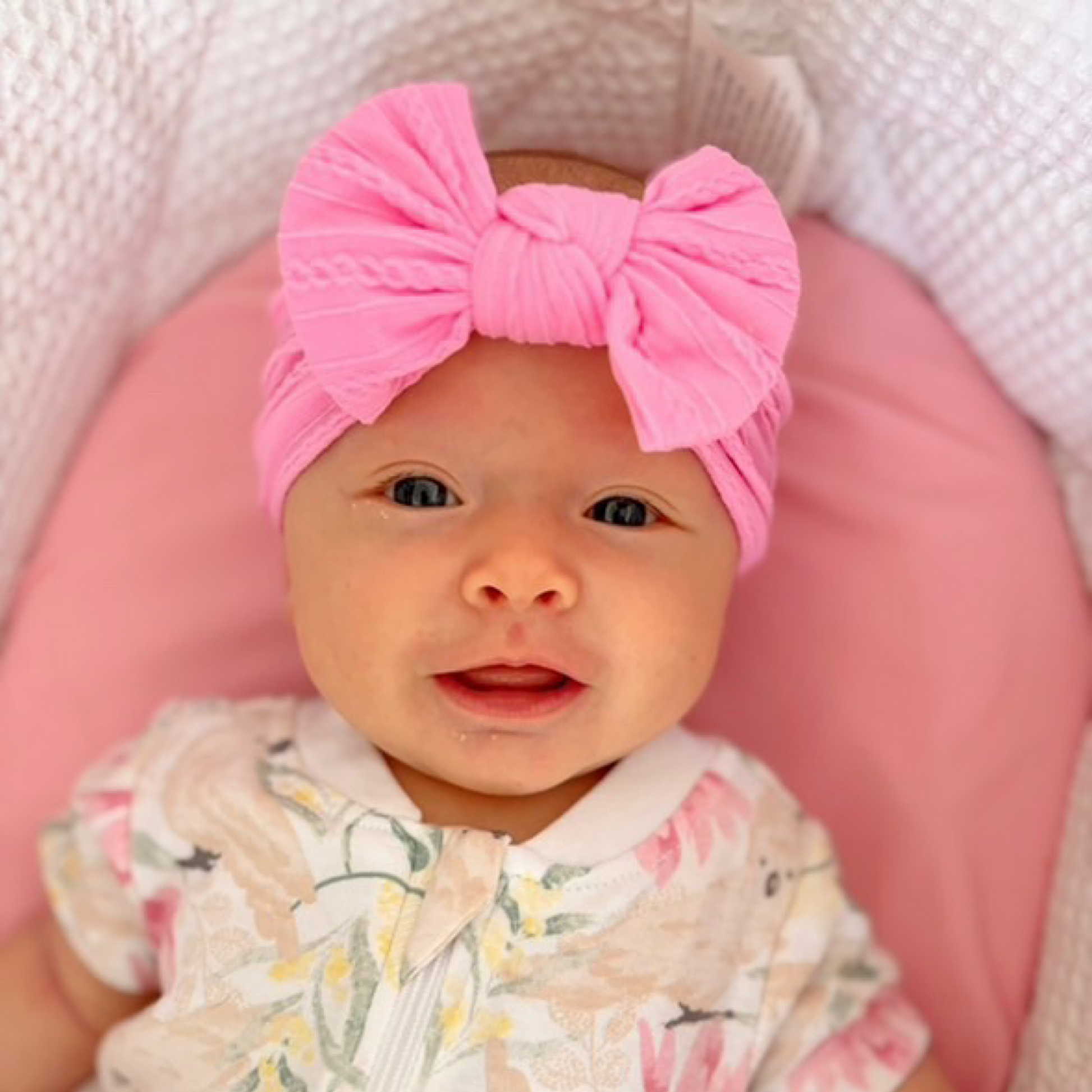 Candy pink newborn baby bow headband 