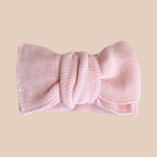 Newborn Pink knit baby bow