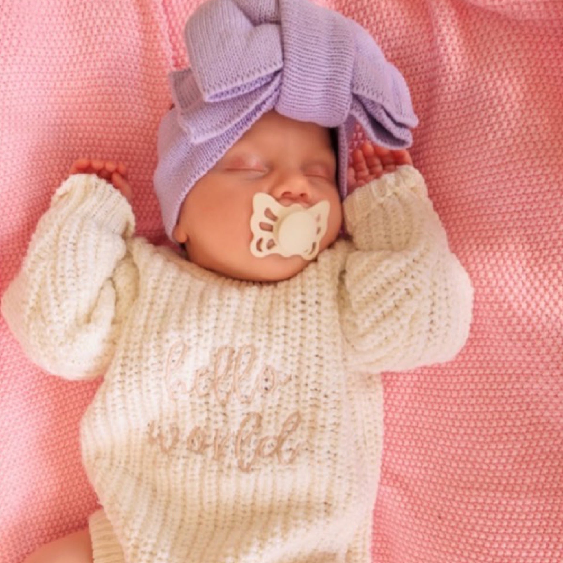 Lilac knit baby bow headband 