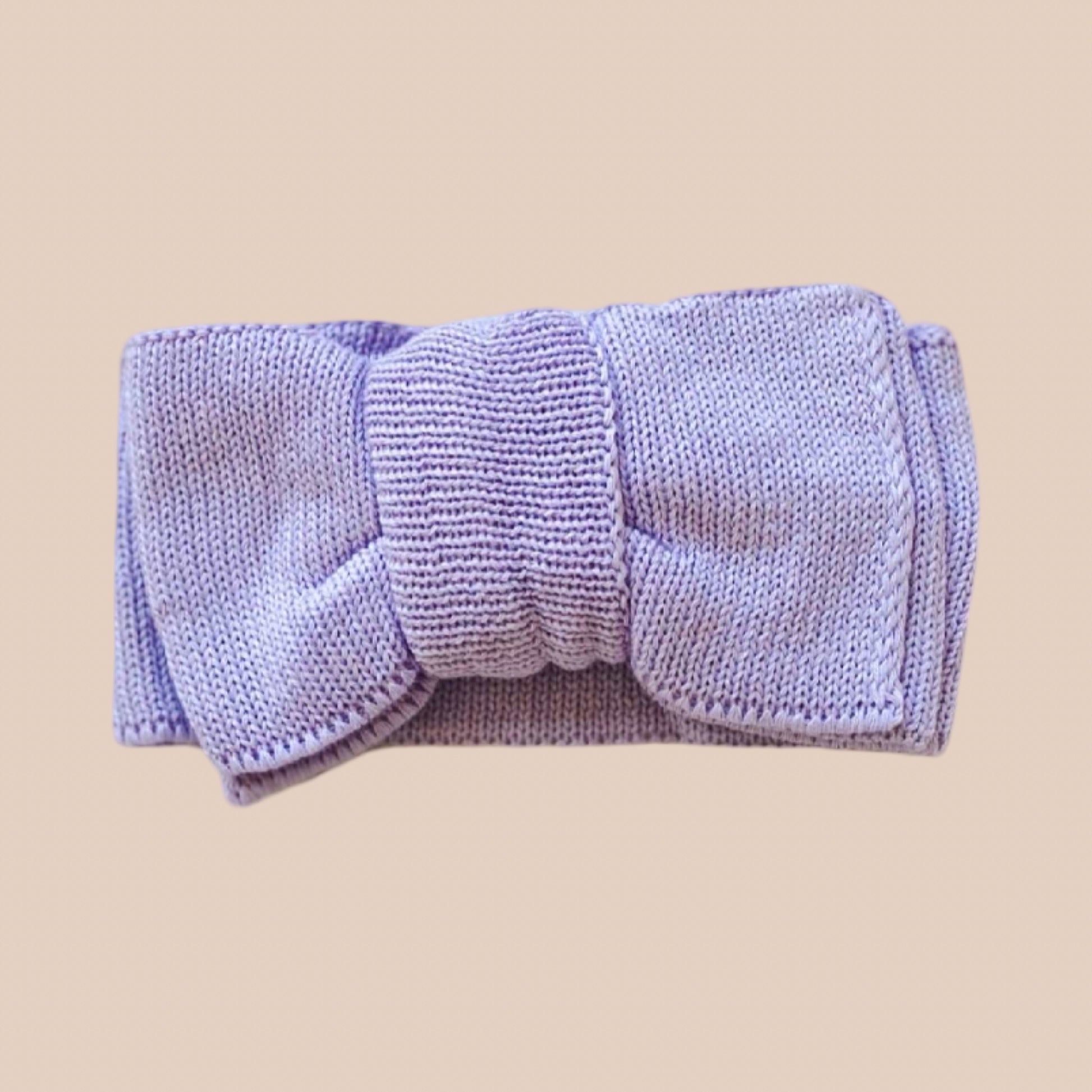Lilac newborn knit baby bow 