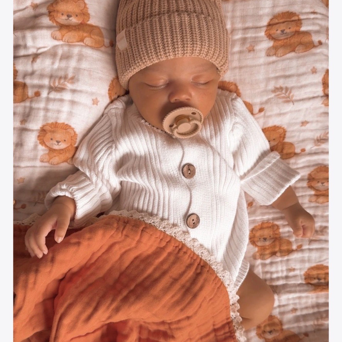 Lion rust swaddle blanket 