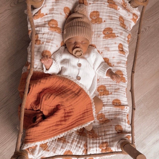 Lion lace gauze swaddle blanket 