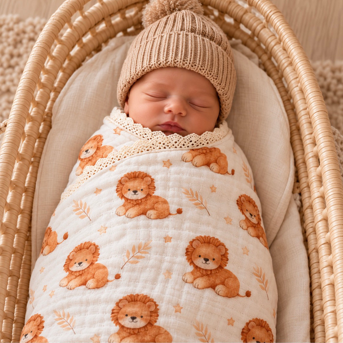 Newborn lion swaddle blanket 