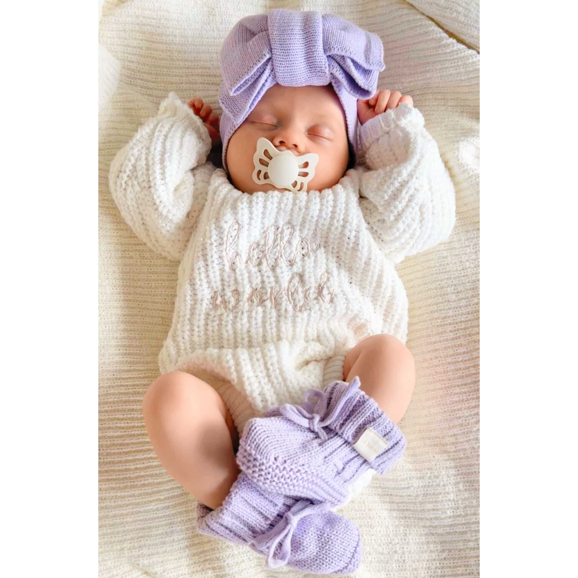 Lilac Knit Booties Headband Set