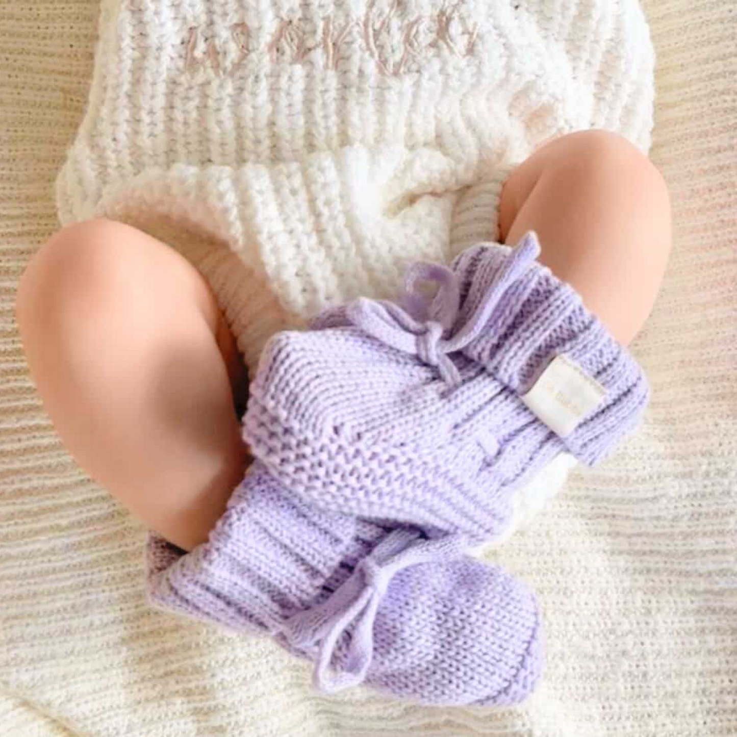 Lilac Knit Booties & Headband Set