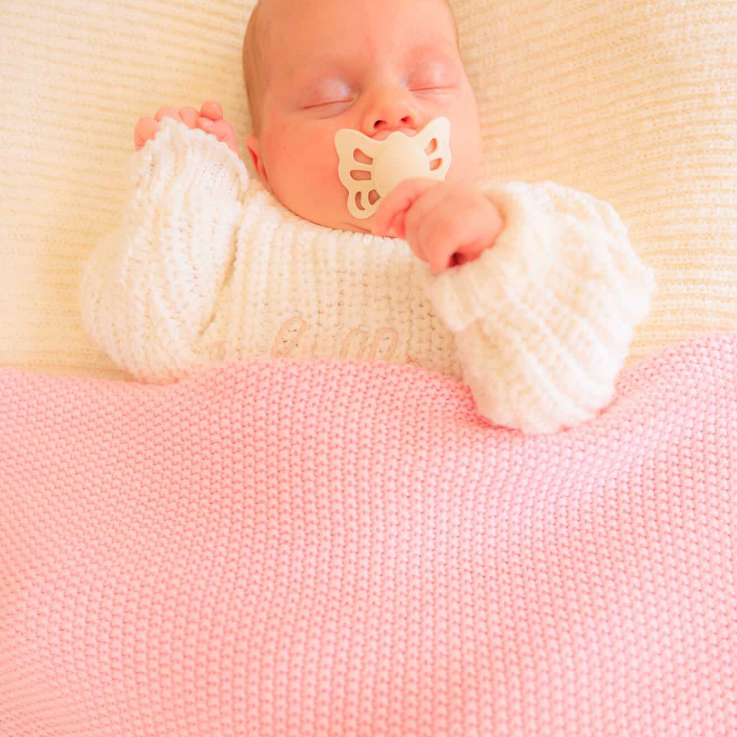 Pink Heirloom Baby Knit Blanket