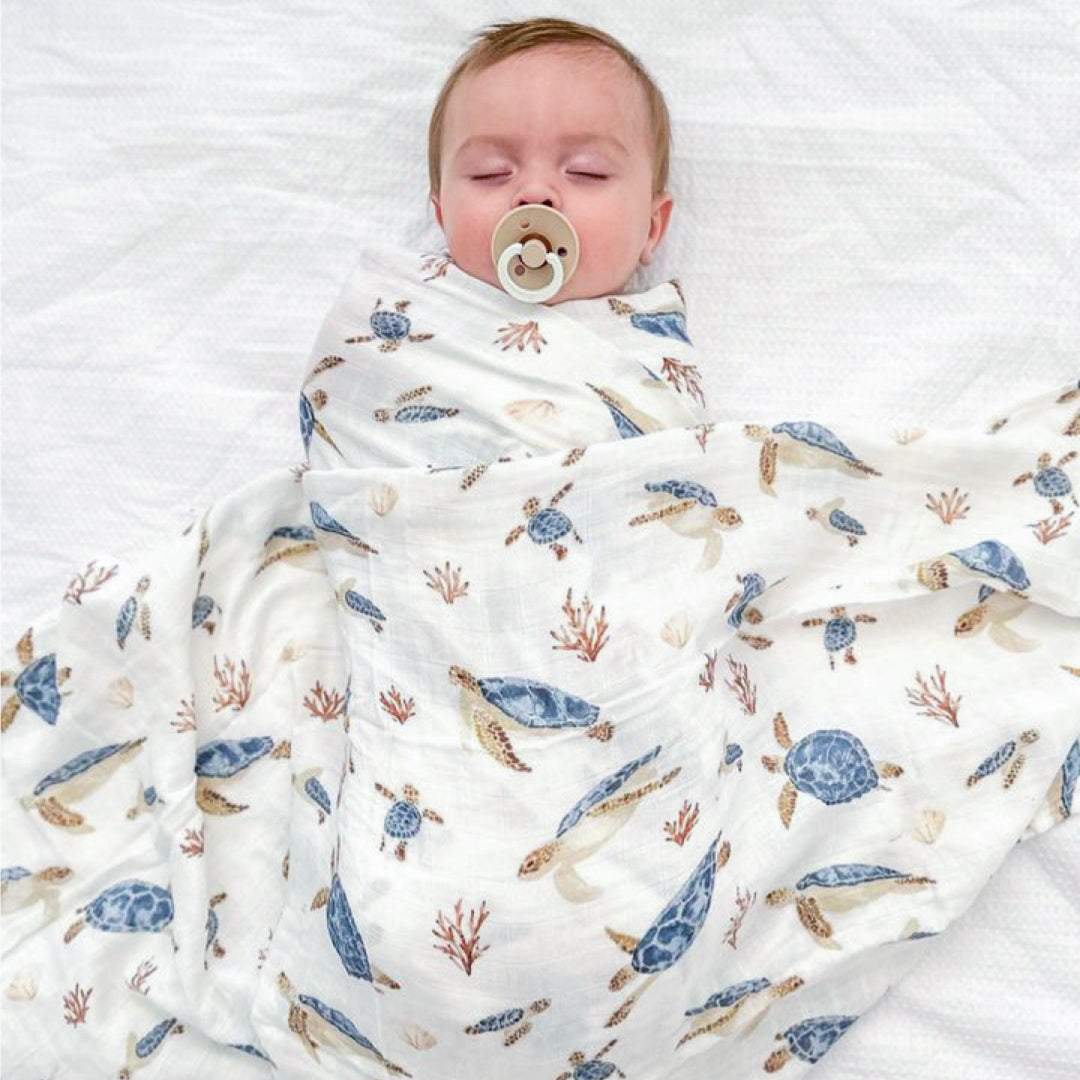 Turtle swaddle. Newborn baby swaddle. Baby boy swaddle. Muslin wrap. Baby blanket. Bamboo Swaddle. Baby Shower Gift. Ocean Swaddle. Beach Swaddle.
