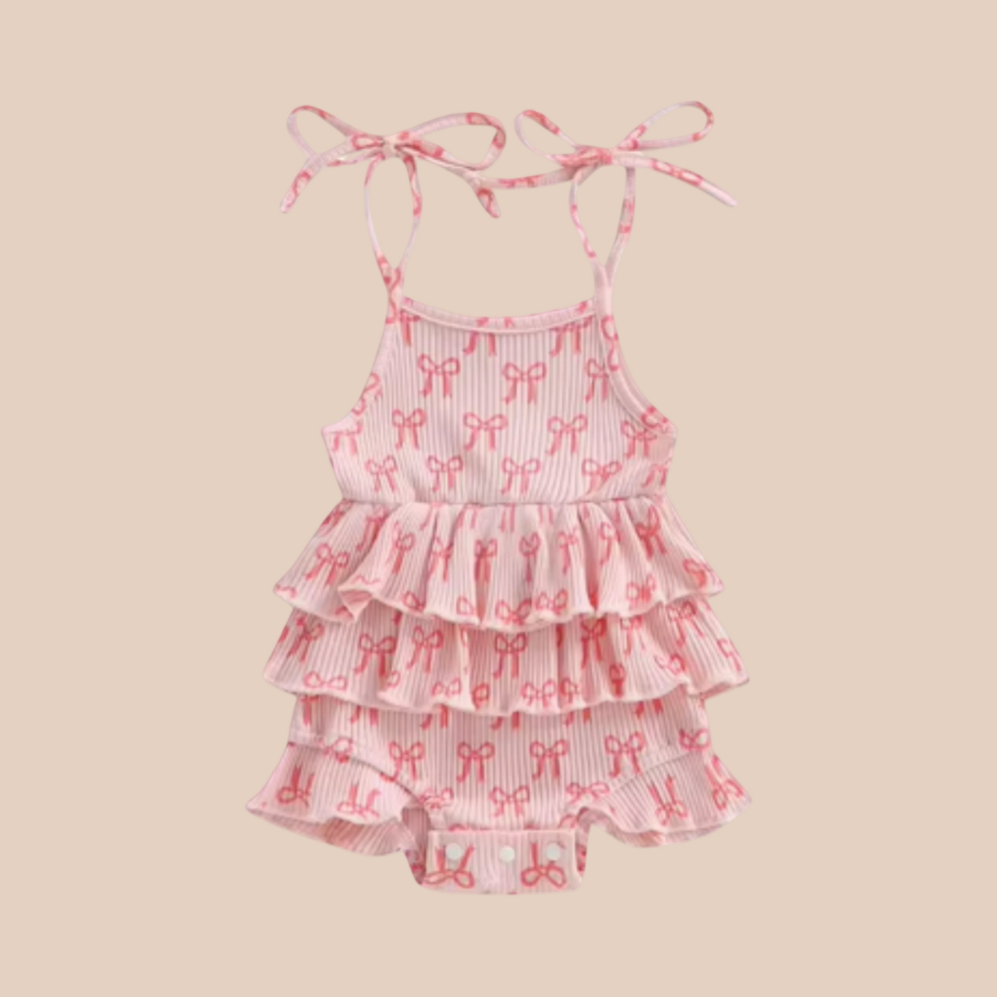 pink bows tie up romper. Baby girl bows romper