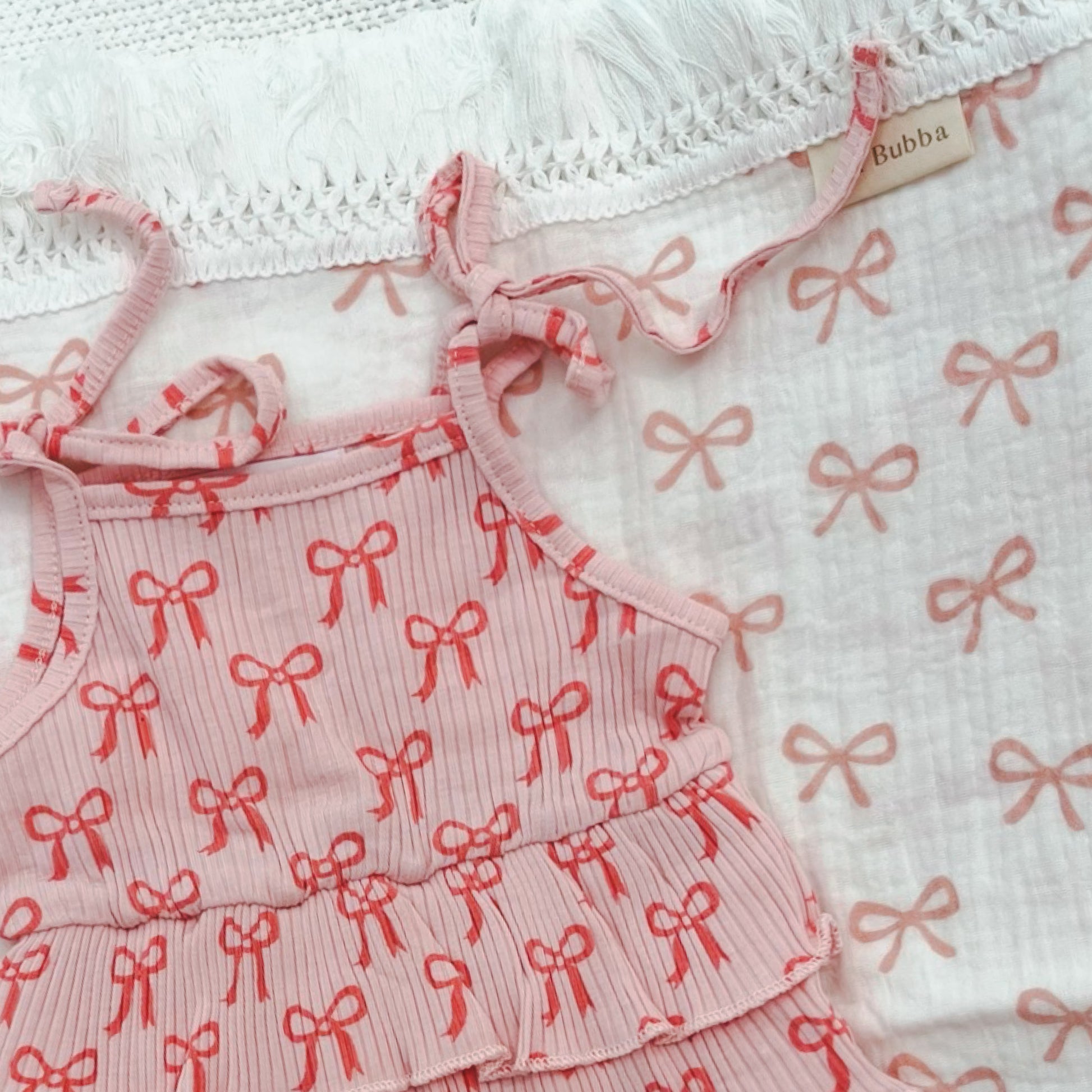 pink bows tie up romper 