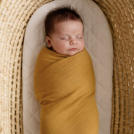 Mustard newborn baby swaddle. Mustard muslin swaddle 