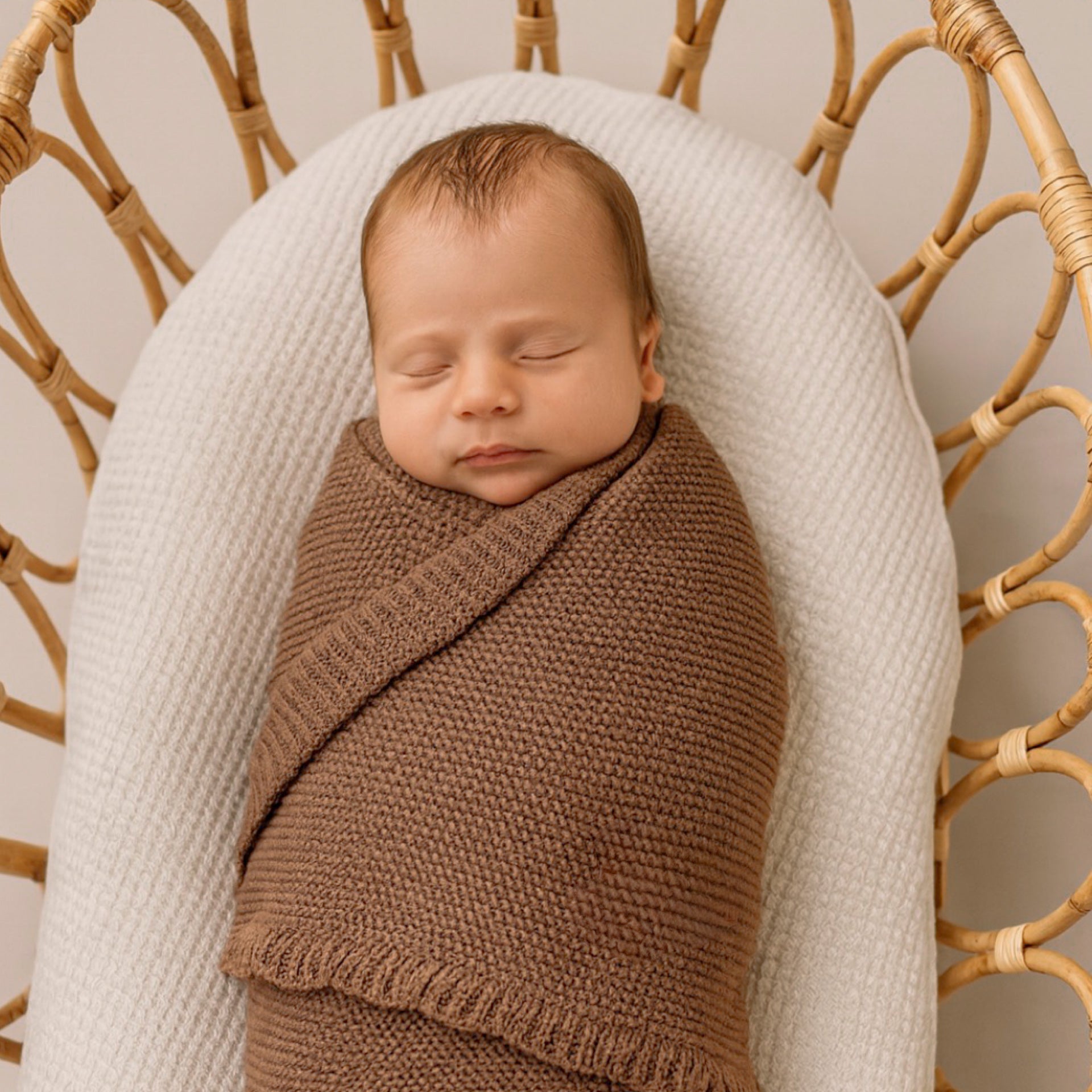 Chocolate knit baby blanket. Heirloom knit baby blanket 