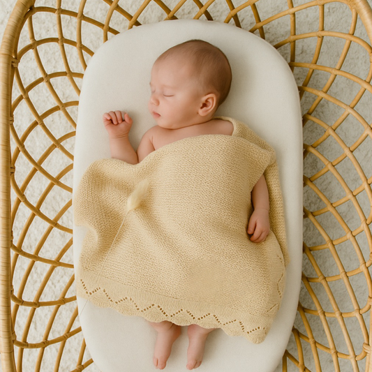 Caramel knit baby blanket 