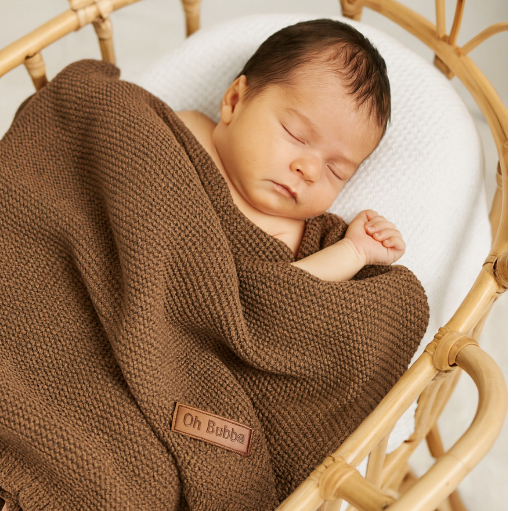 Chocolate knit heirloom baby blanket 