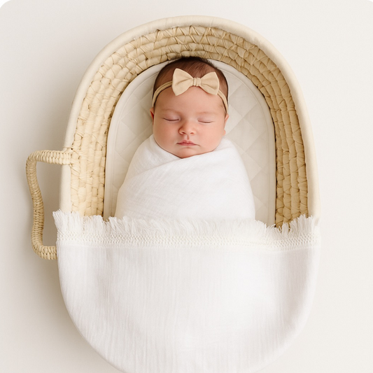 White fringe newborn baby swaddle 