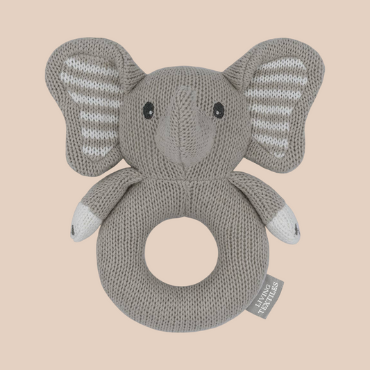 Mason the elephant knit rattle 