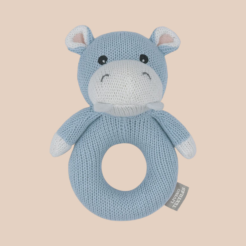Henry the Hippo Knitted Rattle – Oh Bubba