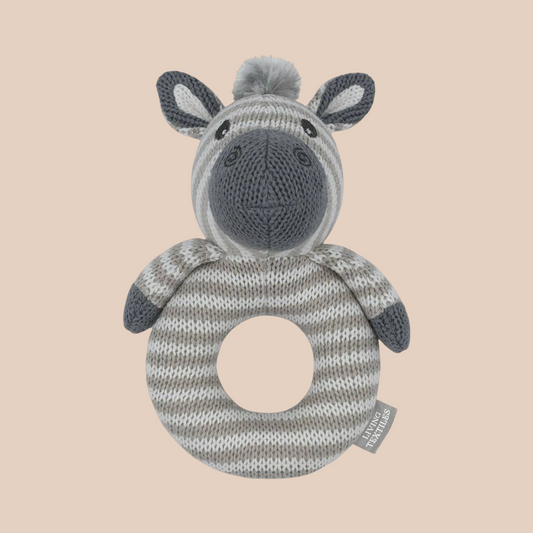 Zac the zebra knit rattle 