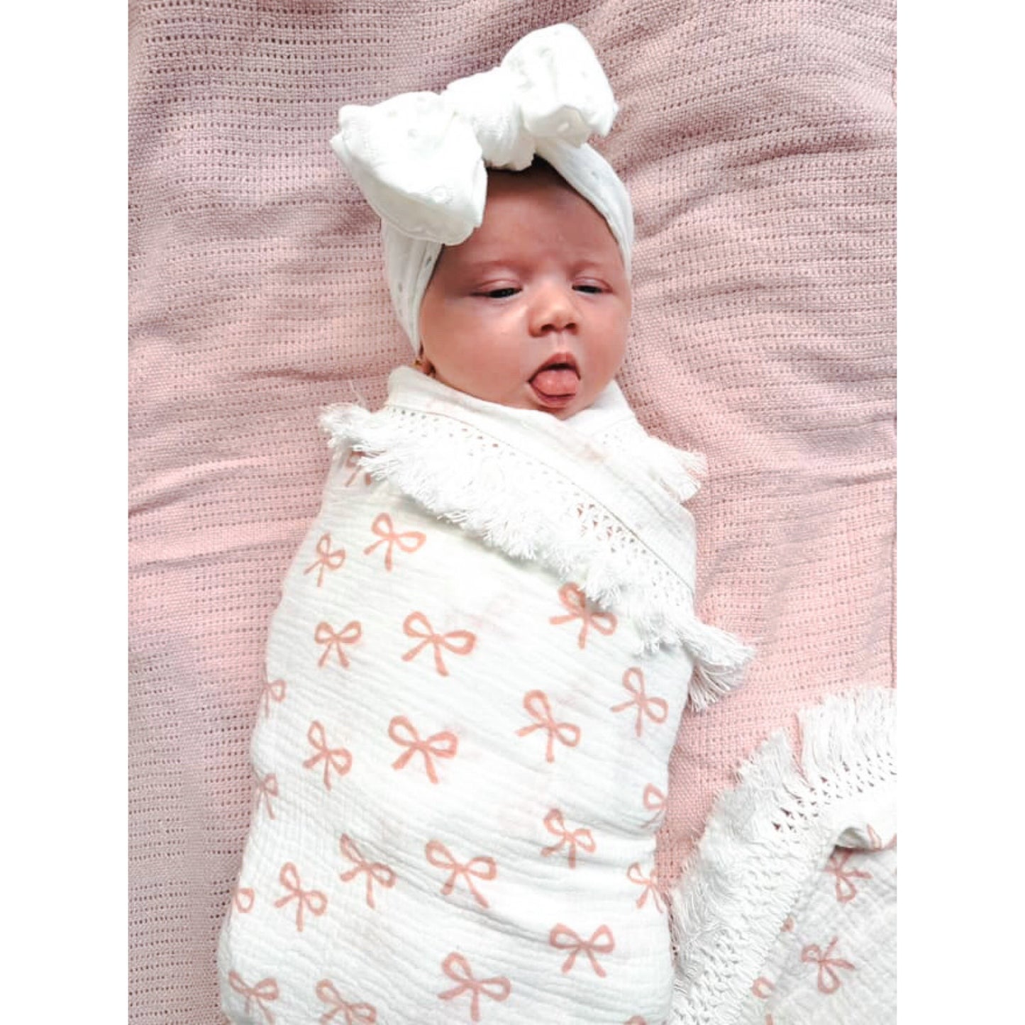 Bows newborn baby fringe swaddle 