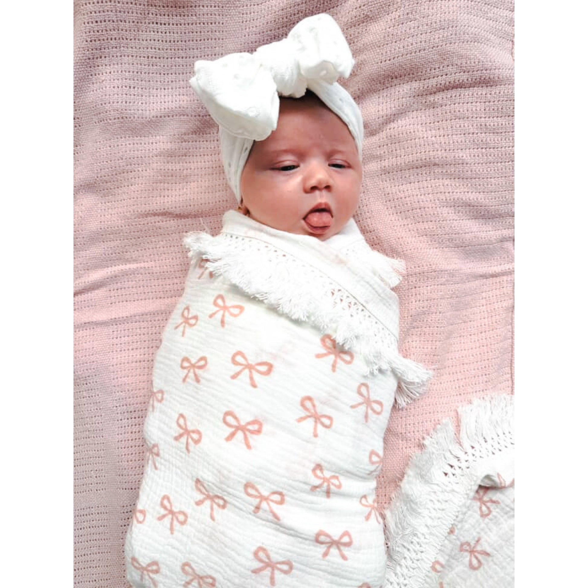 Bows newborn baby fringe swaddle 