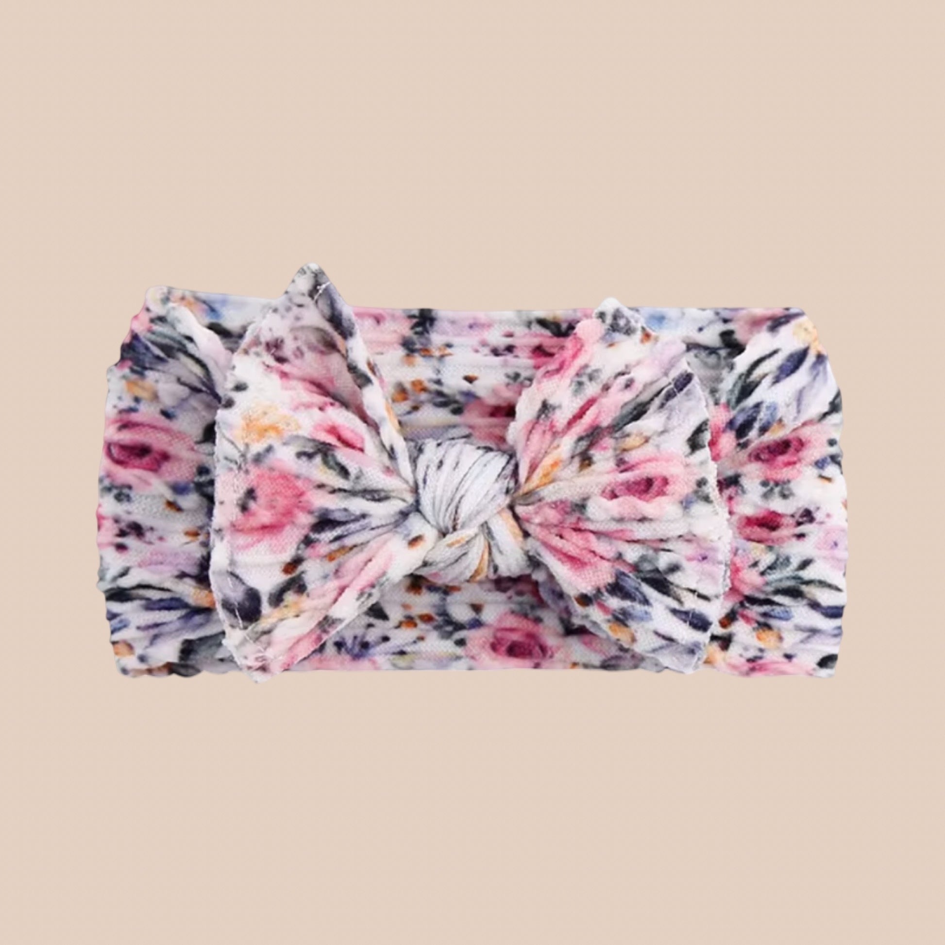 Rose Cable Knit baby bow headband. Newborn baby bow floral 