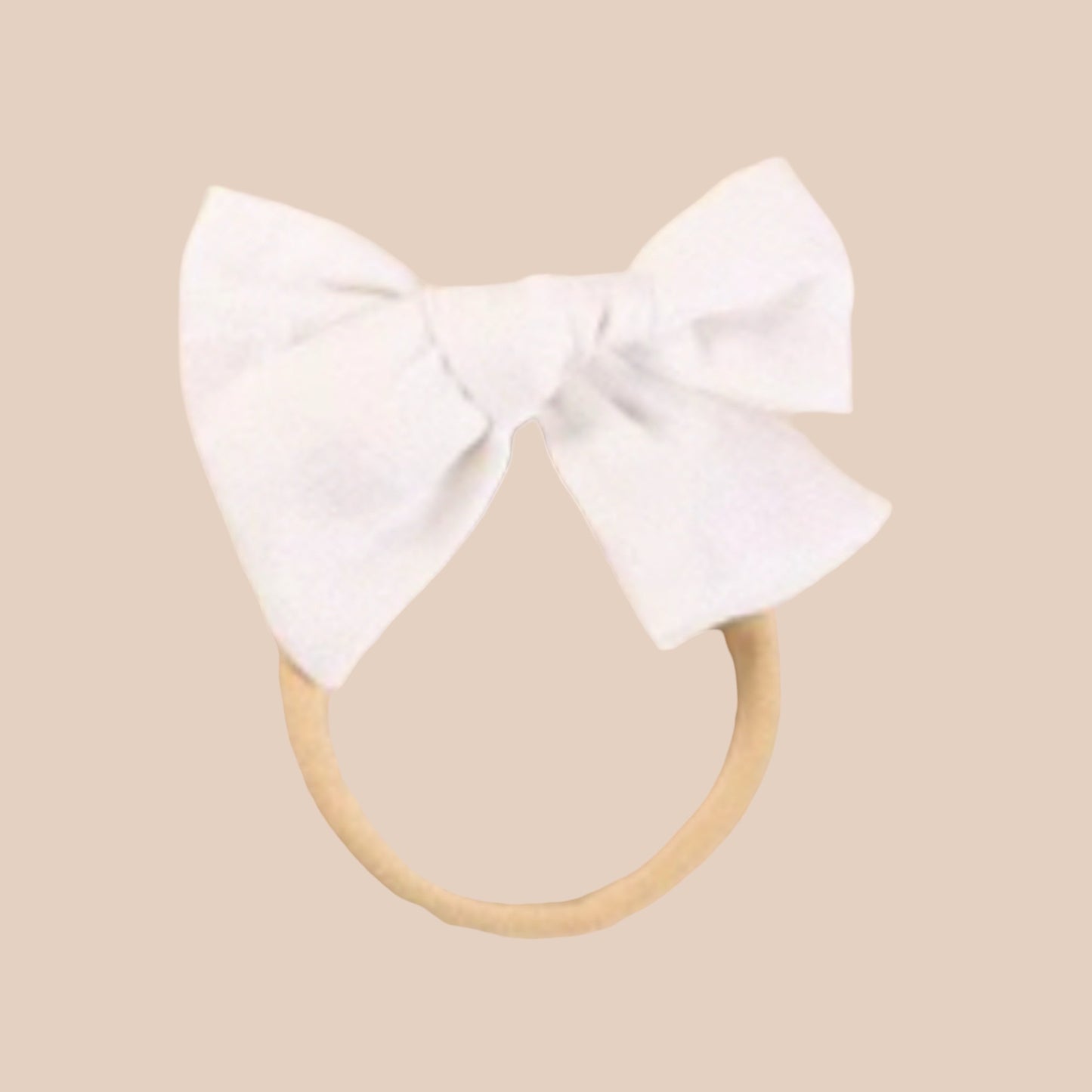 Linen Petite Bow | White
