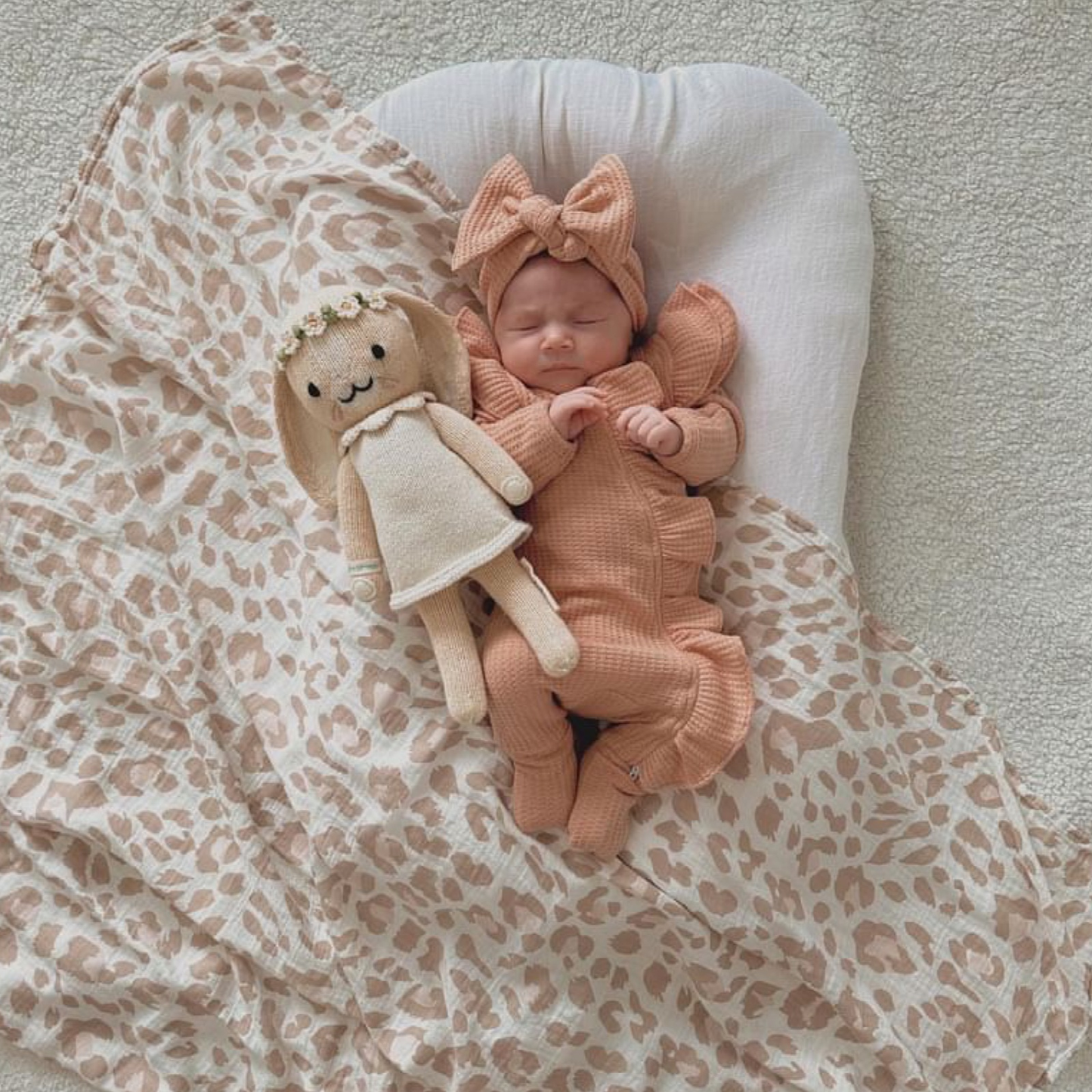 Leopard print baby swaddle. Newborn muslin wrap