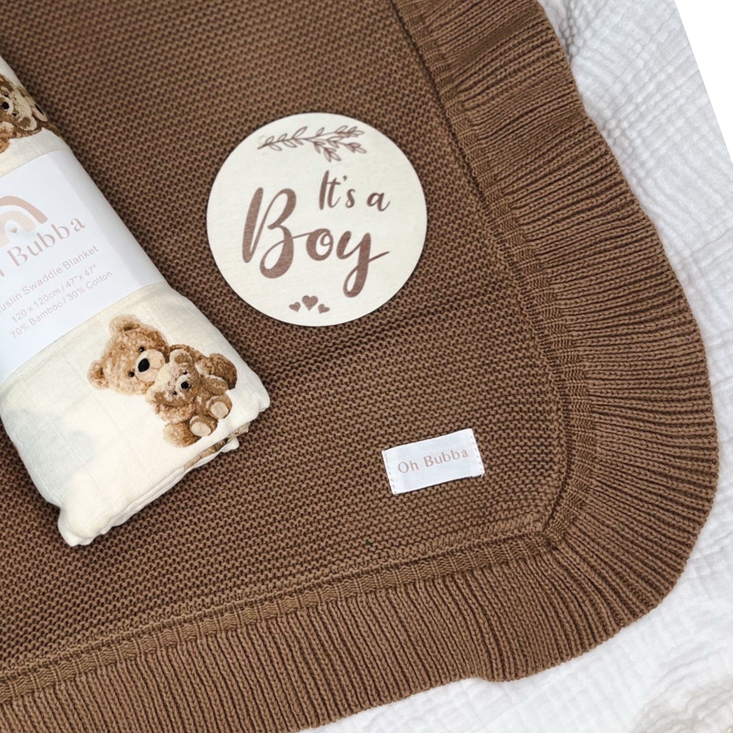 chocolate brown frill knit baby blanket 