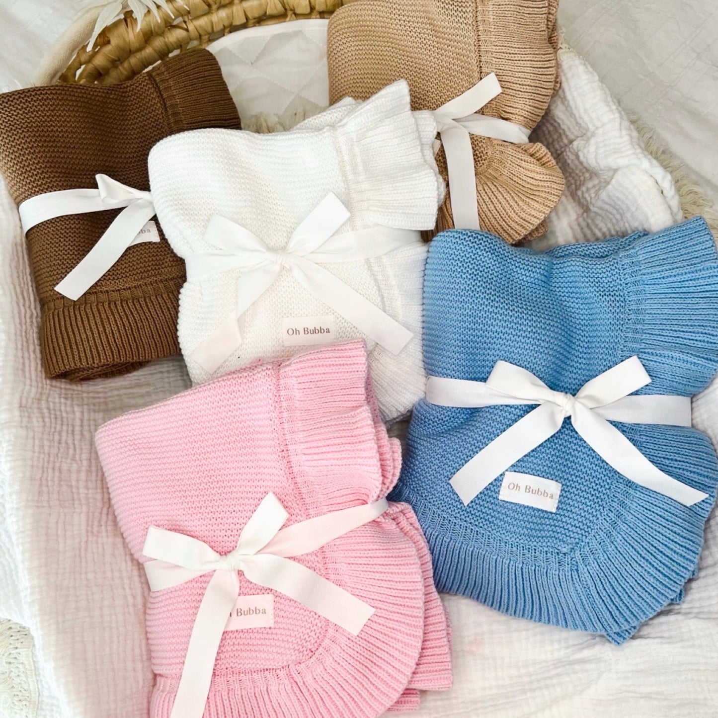 Baby frill knit blankets