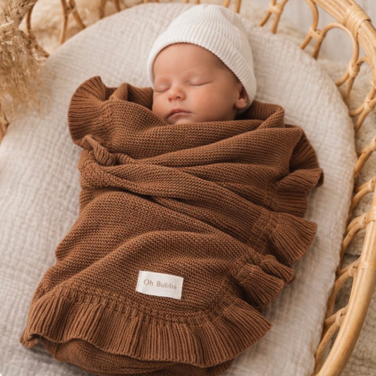 NEwbon chocolate frill knit baby blanket 