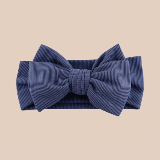 Large Navy Ribbed Baby Bow