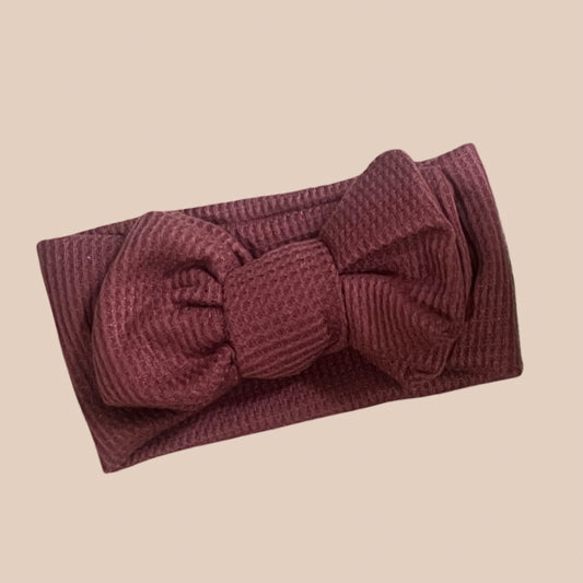 Large waffle baby bow mulberry. Large waffle baby bow maroon 
