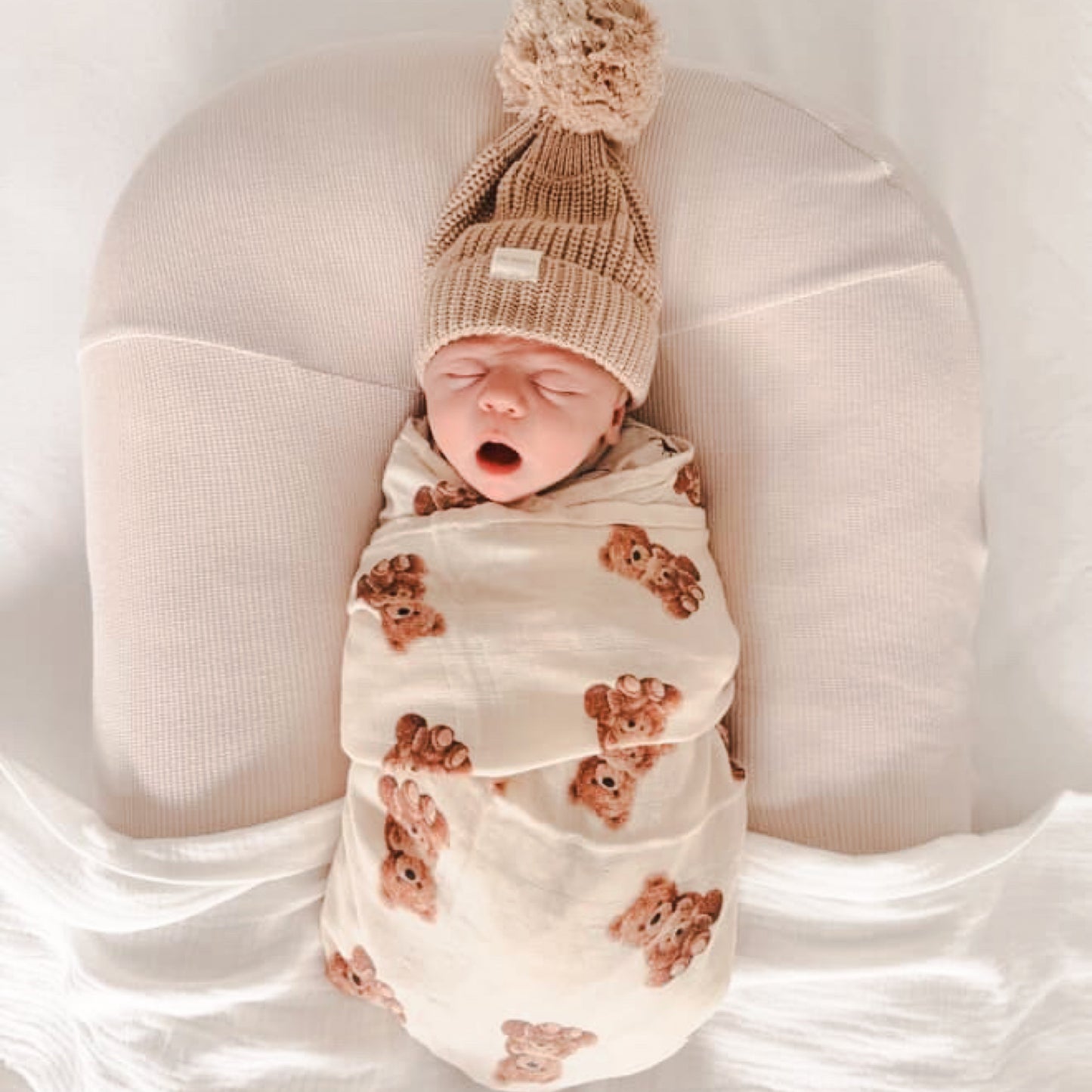 Teddy Bear Swaddle - Newborn Muslin Wrap