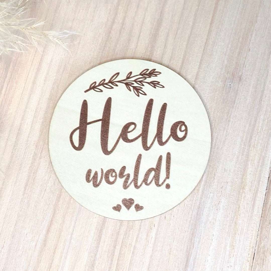 Hello World Baby Announcement Disc – Oh Bubba
