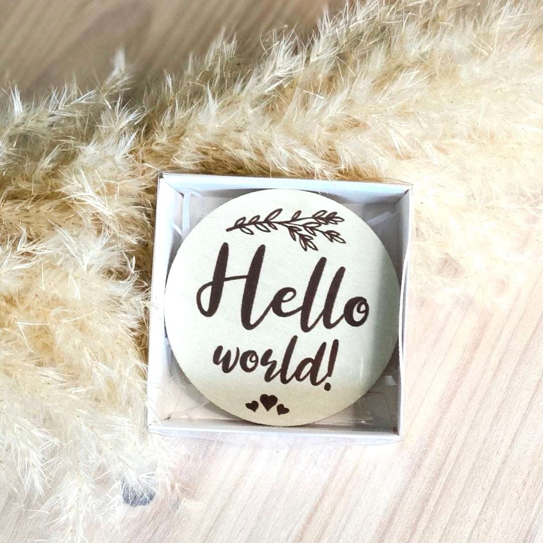 Hello World Baby Announcement Disc – Oh Bubba