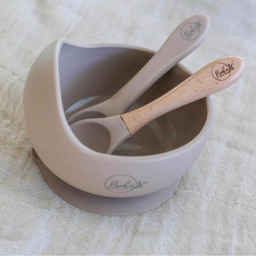 Silicone Suction Feeding Bowl and Two Spoons