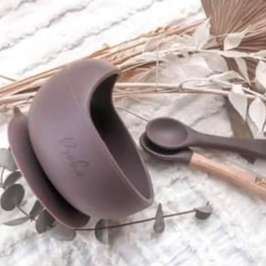 Silicone Suction Feeding Bowl and Two Spoons